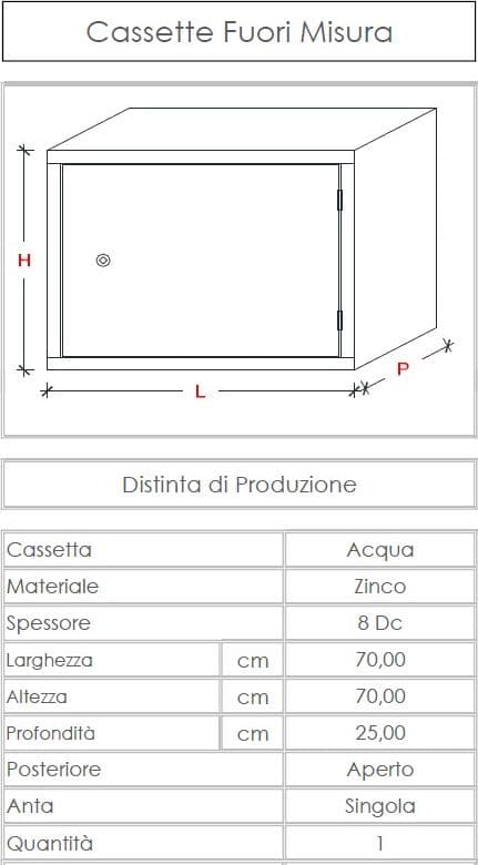 Cassetta per contatore acqua L 70 x H 70 x P 25cm aperta posteriormente in Cassette dei contanti Aloiserw.com - Altomonte, commercioVirtuoso.it