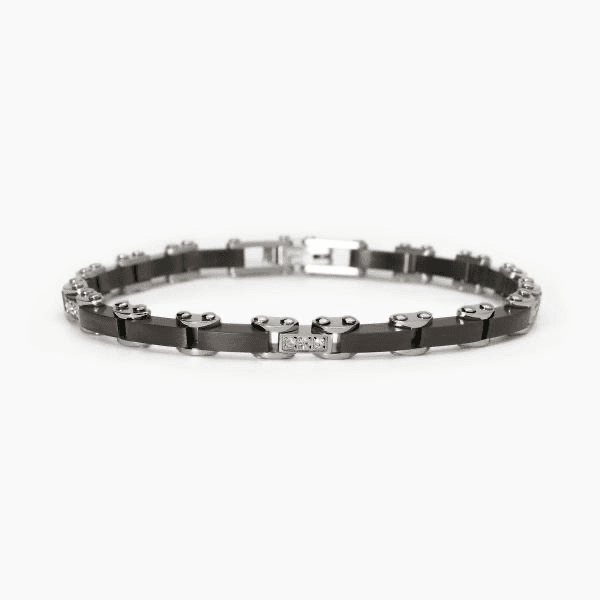 2Jewels   -  Bracciale uomo in acciaio 316L PVD Gunmetal cristalli in Bracciali Alba Gioielli - Casoria, commercioVirtuoso.it