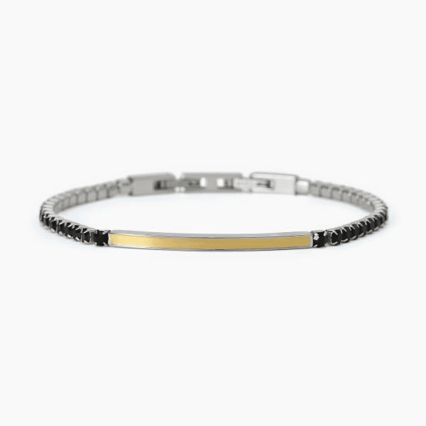 2Jewels   -  Bracciale uomo in acciaio 316L PVD giallo cristalli in Bracciali Alba Gioielli - Casoria, commercioVirtuoso.it