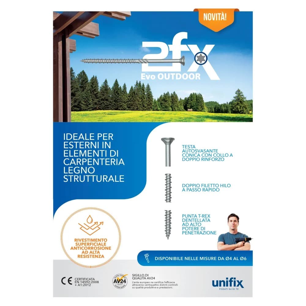 Vite per legno 4x50mm - 500 unità 2FX Duofix Evo Outdoor impronta torx in Viti per legno Aloiserw.com - Altomonte, commercioVirtuoso.it