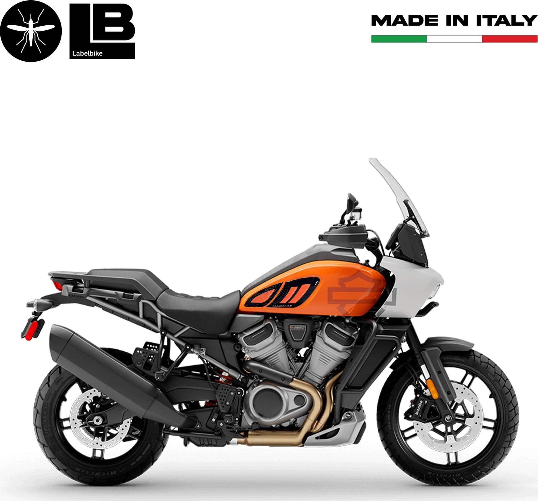 Adesivi 3D Protezioni laterali moto compatibili con Harley Davidson Pan America in Decalcomanie adesivi e magneti LabelBike - Bibbiano, commercioVirtuoso.it