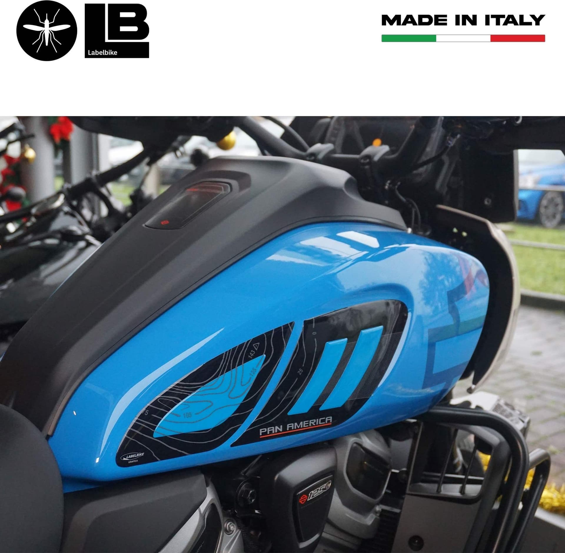 Adesivi 3D Protezioni laterali moto compatibili con Harley Davidson Pan America in Decalcomanie adesivi e magneti LabelBike - Bibbiano, commercioVirtuoso.it