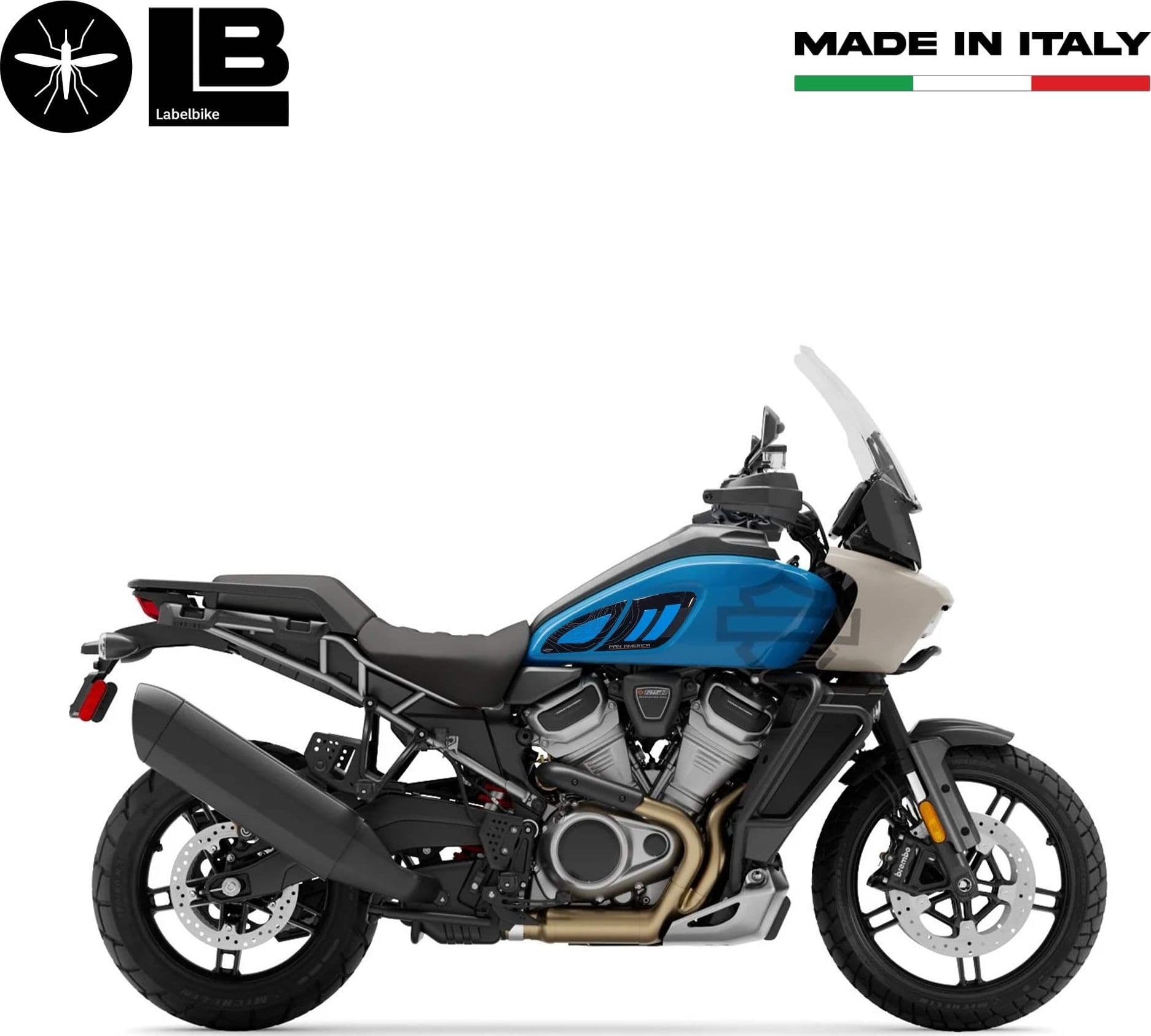 Adesivi 3D Protezioni laterali moto compatibili con Harley Davidson Pan America in Decalcomanie adesivi e magneti LabelBike - Bibbiano, commercioVirtuoso.it