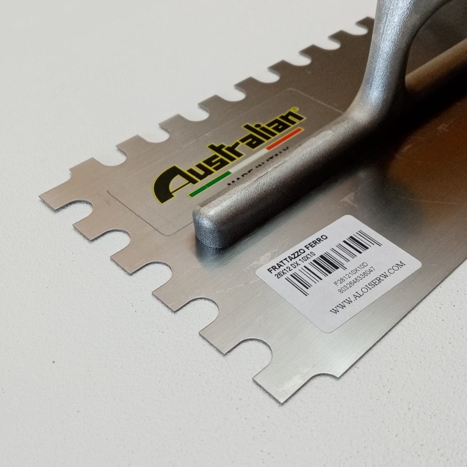 Australian 28x12cm dente 10x10mm destro frattone frattazzo dentato in ferro per colla in Cazzuole di finitura Aloiserw.com - Altomonte, commercioVirtuoso.it