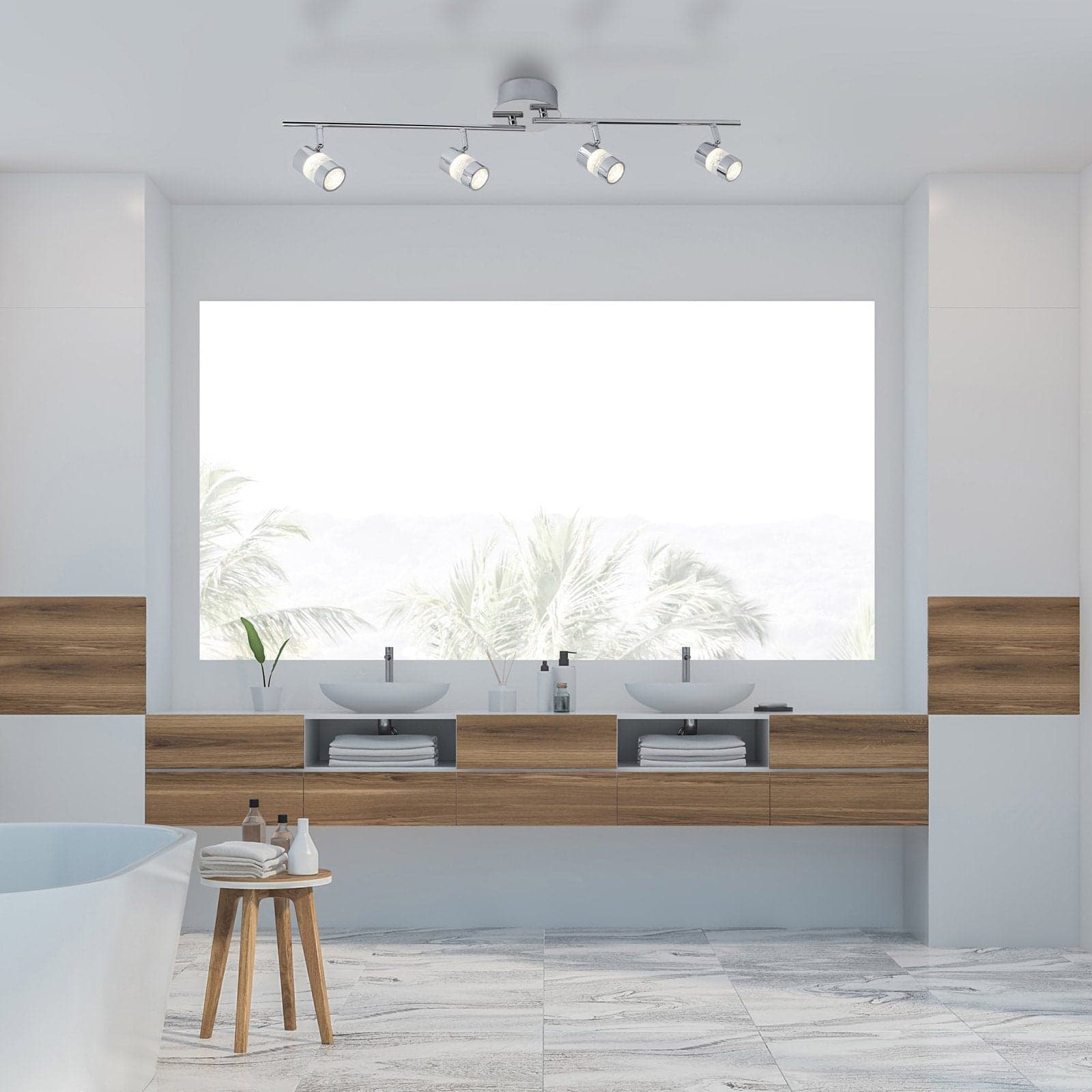 Plafoniera Contemporanea Bolle Acciaio Cromo Policarbonato Led 21,2W 3000K in Plafoniere LuceArt - Montecorvino Pugliano, commercioVirtuoso.it