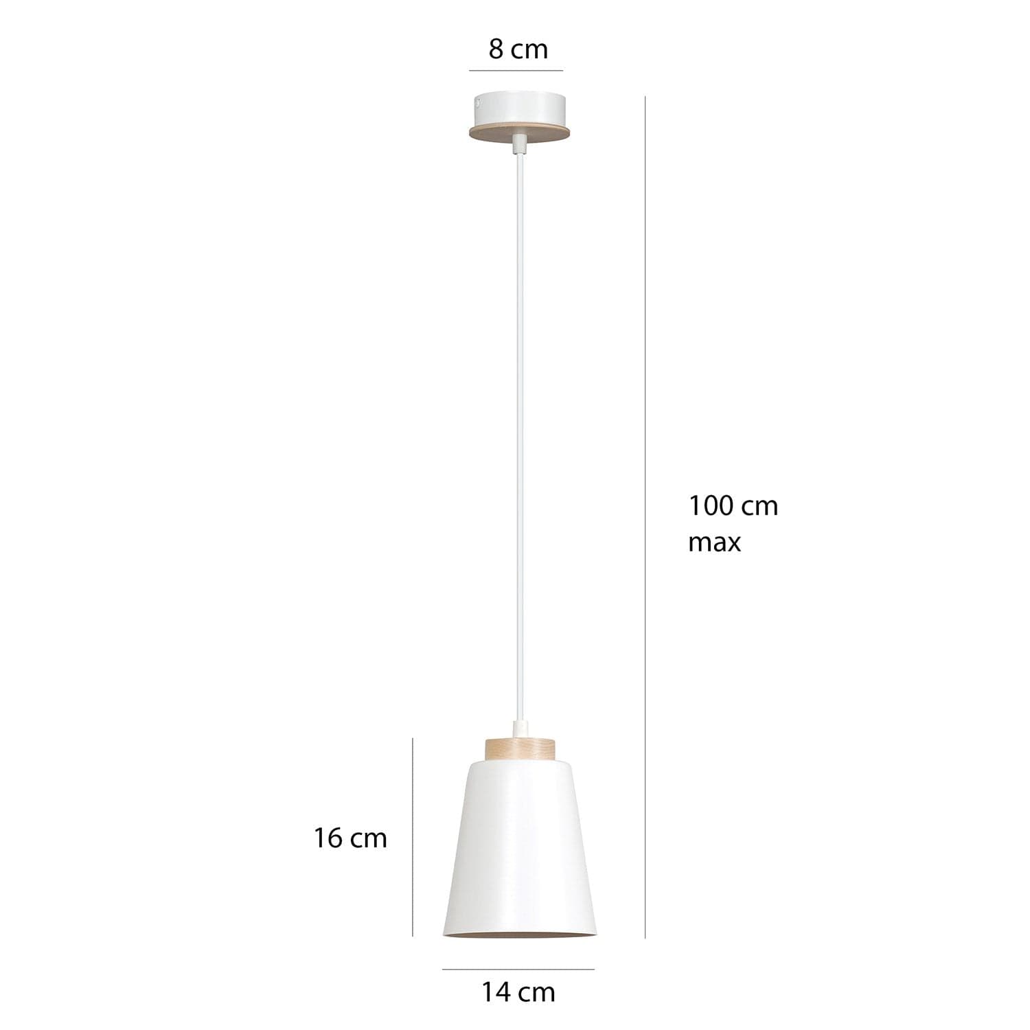 Sospensione 1 Luce Bolero A Cono In Acciaio Bianco E Legno Naturale in Lampade a sospensione LuceArt - Montecorvino Pugliano, commercioVirtuoso.it