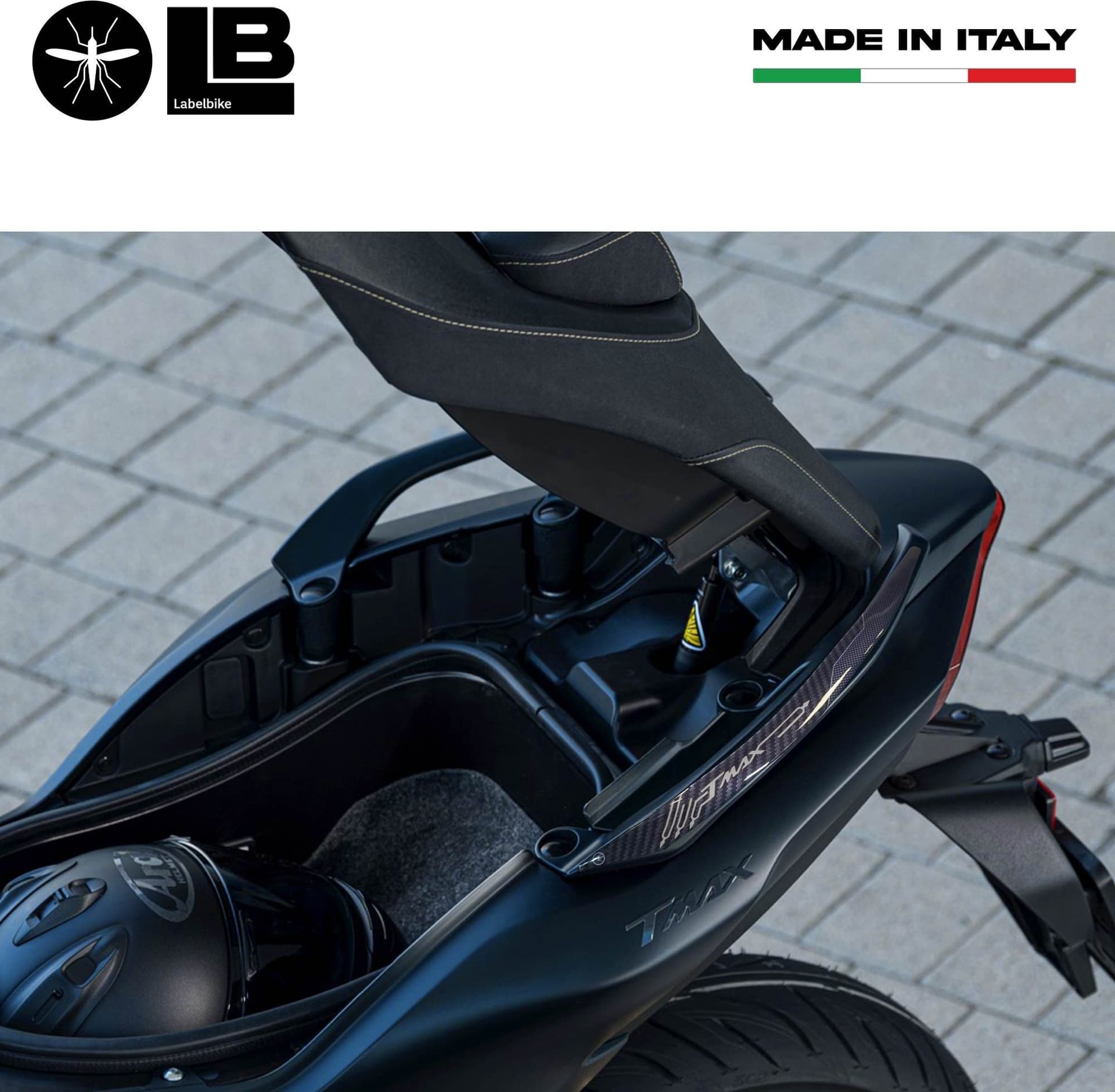 Adesivi 3D Protezione maniglie senza bauletto compatibili con Yamaha Tmax 2022-5 in Decalcomanie adesivi e magneti LabelBike - Bibbiano, commercioVirtuoso.it