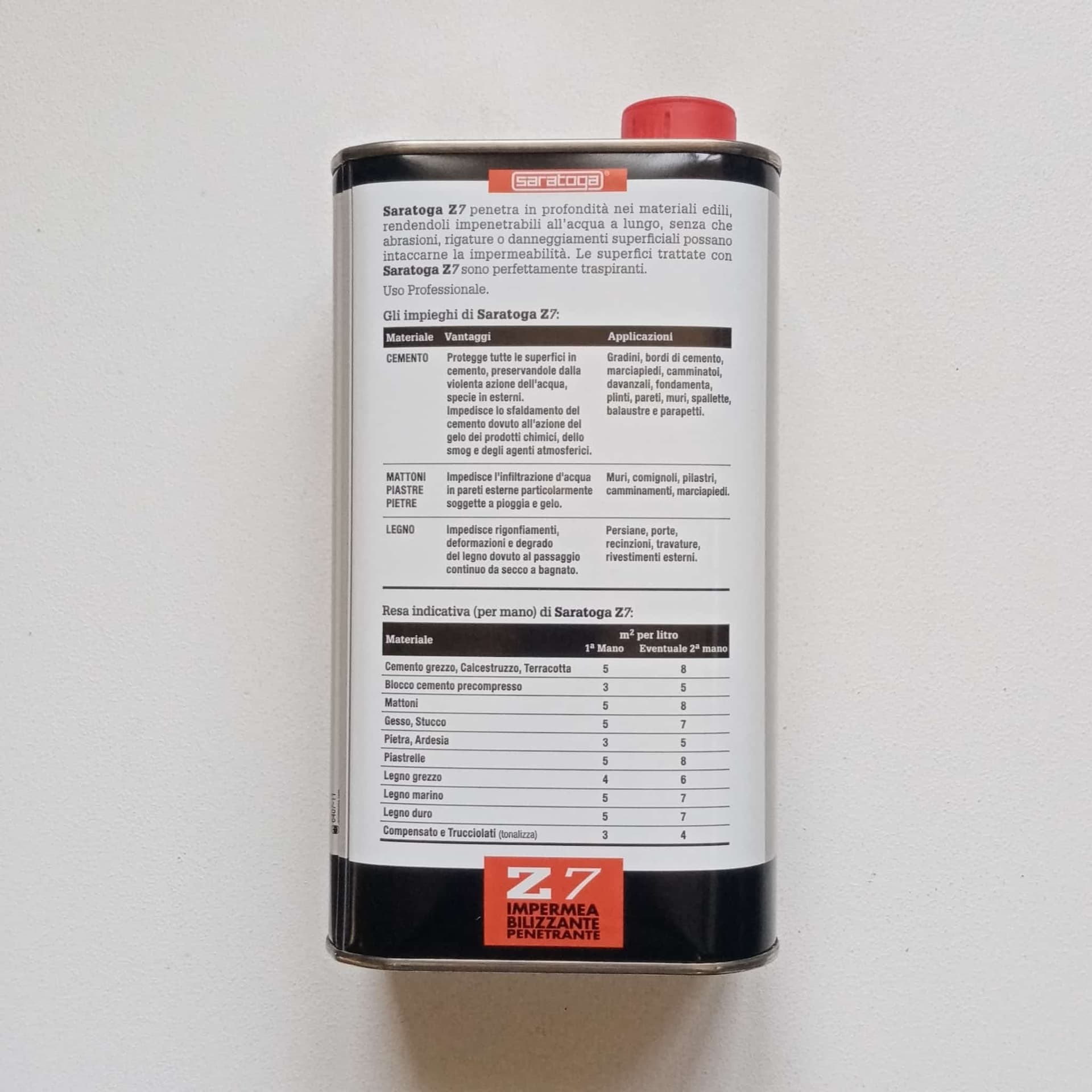 Saratoga Z7 1lt idrorepellente impermeabilizzante traspirante per cemento mattoni laterizi legno in Impermeabili Aloiserw.com - Altomonte, commercioVirtuoso.it
