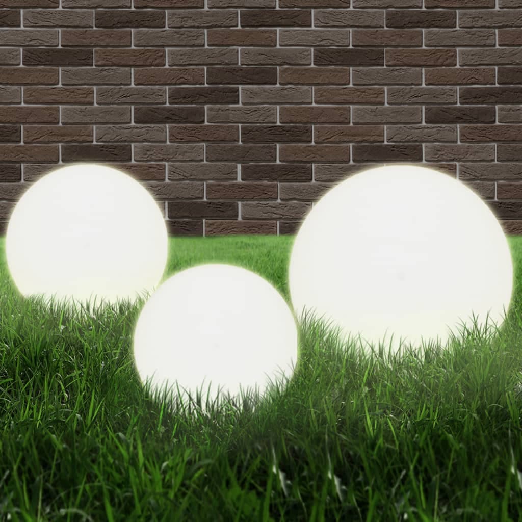 Set 3 Lampade a LED da Giardino Forma Sferiche in PMMA Diametro 20/30/40 cm