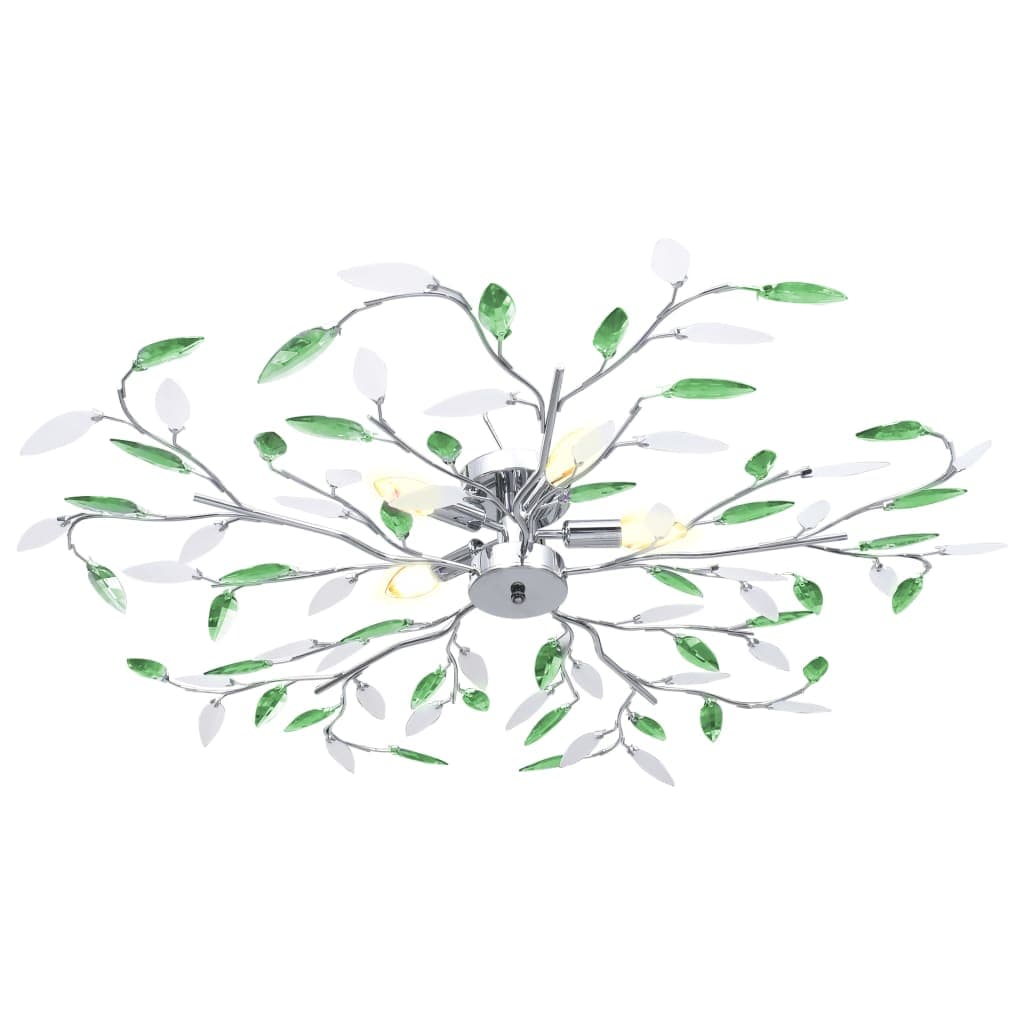 Lampadario da Soffitto con Foglie e Bracci in Cristallo Acrilico 5 E14 Verde in Lampadari Esplodia - Napoli, commercioVirtuoso.it