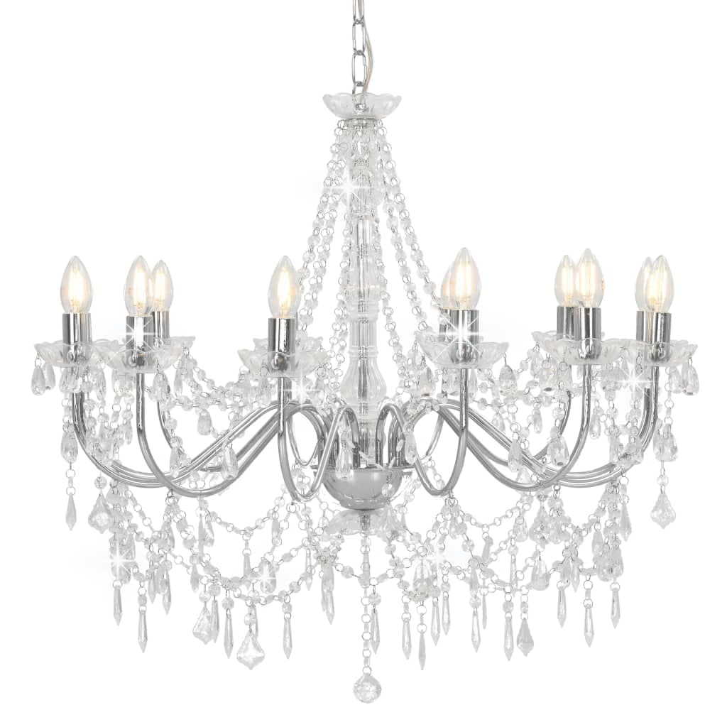 Lampadario  da Soffitto con Perline Candelabro Argento 12 Lampadine E14 in Lampadari Esplodia - Napoli, commercioVirtuoso.it