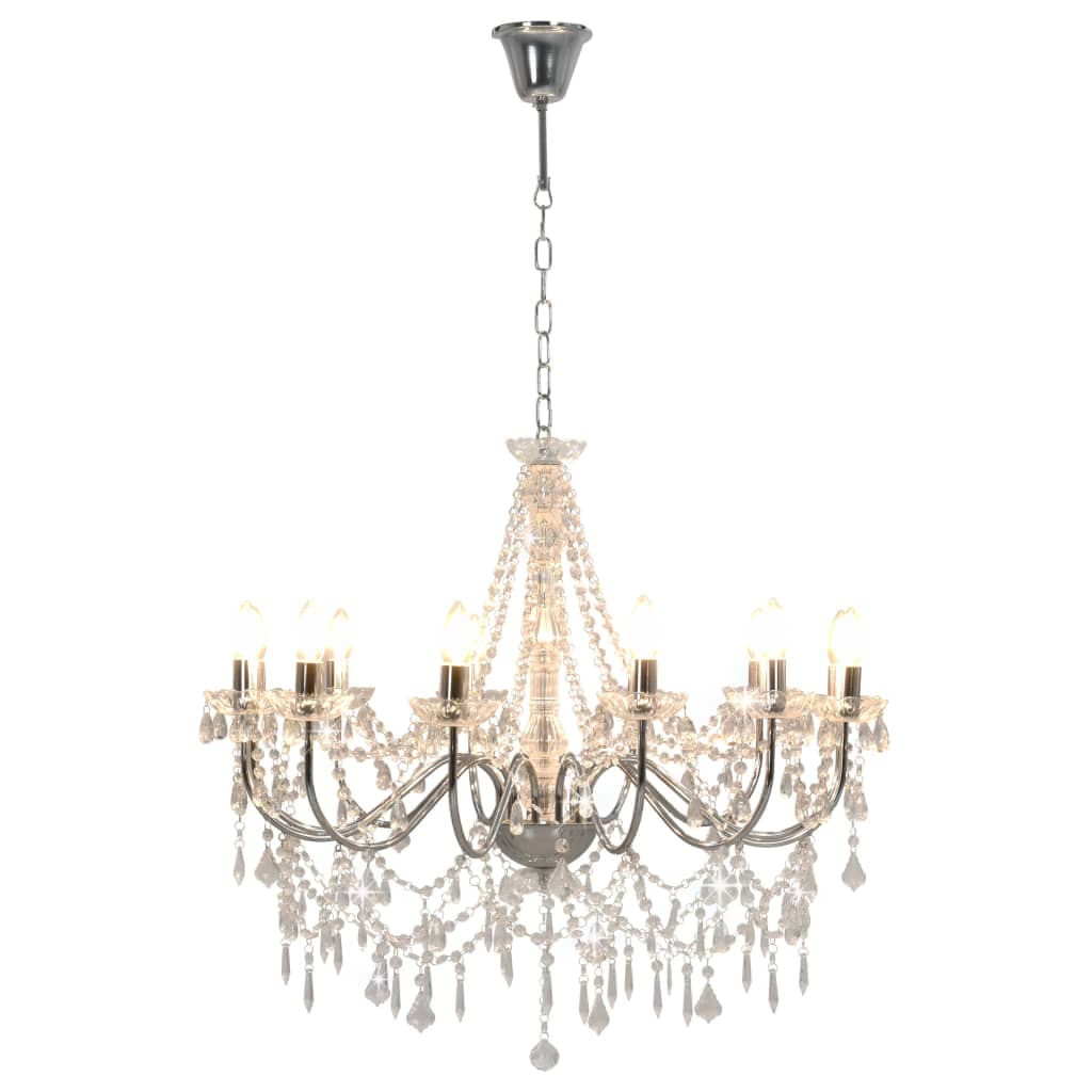 Lampadario  da Soffitto con Perline Candelabro Argento 12 Lampadine E14 in Lampadari Esplodia - Napoli, commercioVirtuoso.it