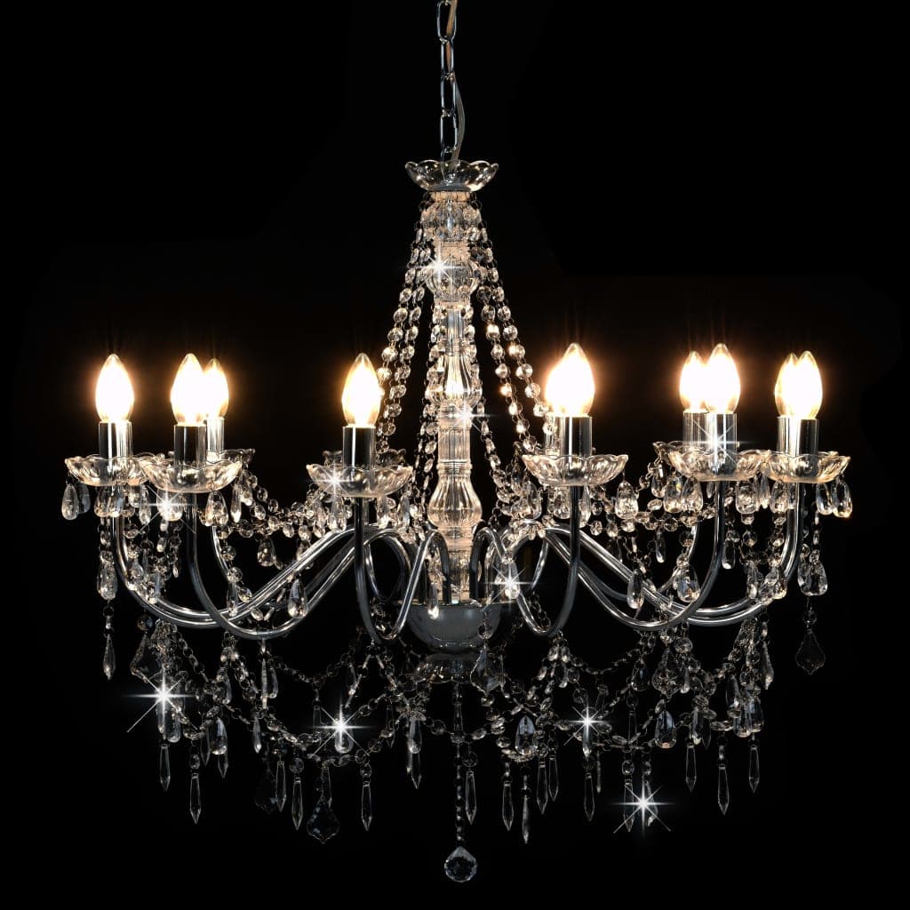 Lampadario  da Soffitto con Perline Candelabro Argento 12 Lampadine E14 in Lampadari Esplodia - Napoli, commercioVirtuoso.it