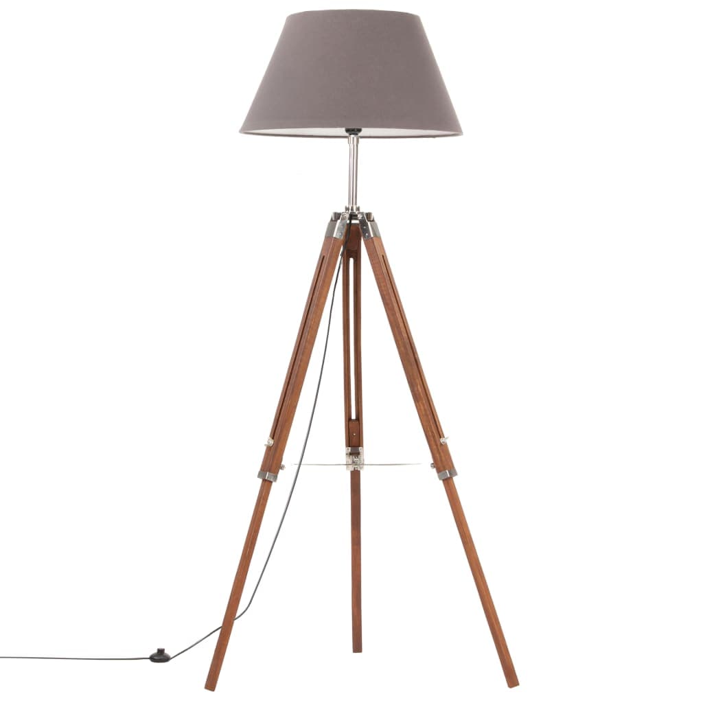 Lampada a Piantana Treppiede Marrone e Grigio in Legno di Teak Altezza 141 cm in Lampade da terra Esplodia - Napoli, commercioVirtuoso.it