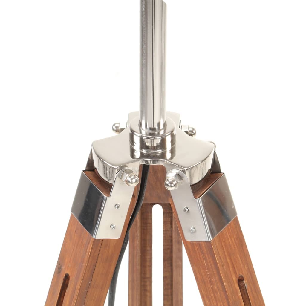 Lampada a Piantana Treppiede Marrone e Grigio in Legno di Teak Altezza 141 cm in Lampade da terra Esplodia - Napoli, commercioVirtuoso.it