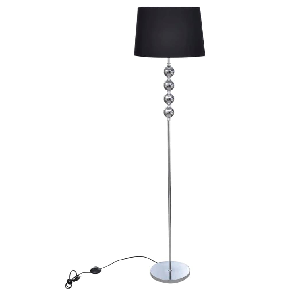 Lampada a Piantana da Pavimento Supporto Alto Decorazione a 4 Sfere Nera