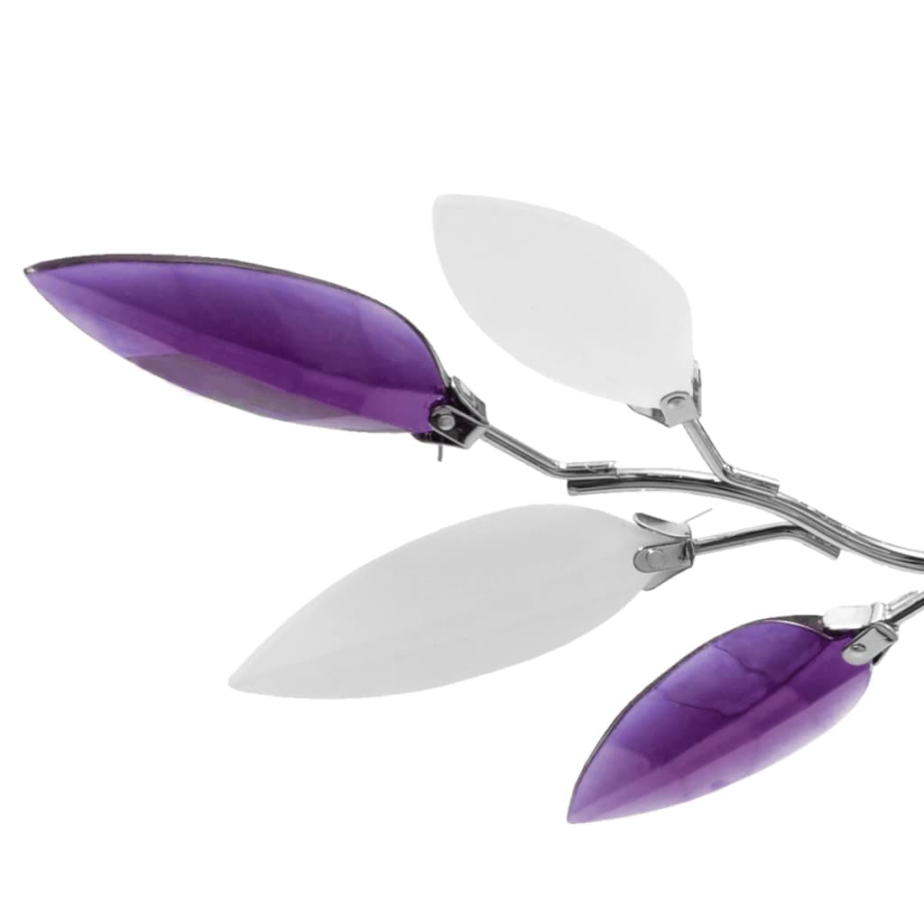Lampada a Soffitto Lampadario Foglie Bianco e Viola Cristallo Acrilico 3xE14 in Lampadari Esplodia - Napoli, commercioVirtuoso.it