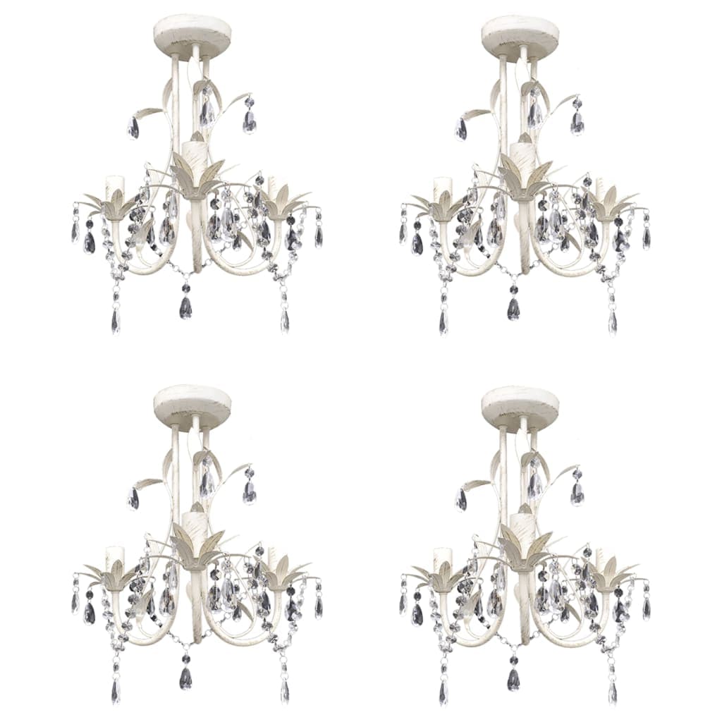 4 Pezzi Lampadario con Pendenti in Cristallo Bianco Anticato Elegante in Lampadari Esplodia - Napoli, commercioVirtuoso.it