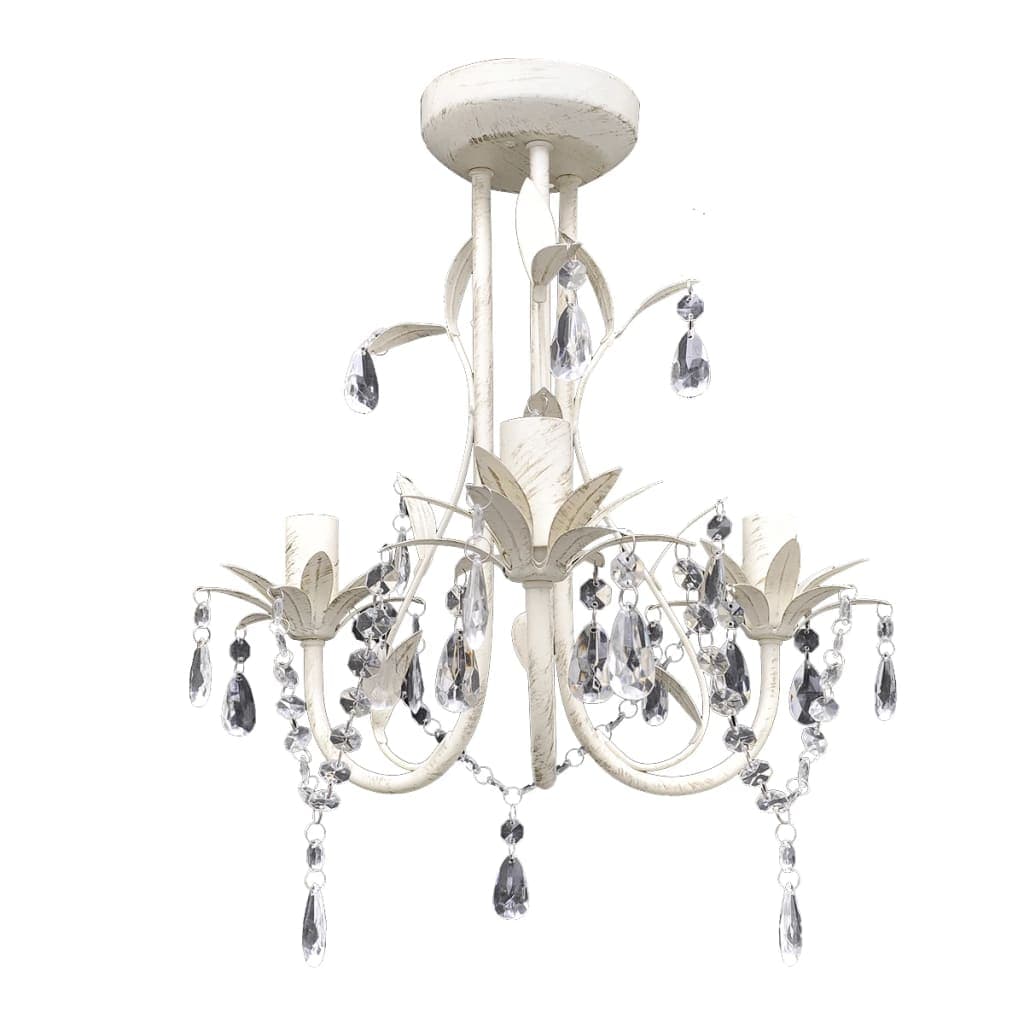 4 Pezzi Lampadario  con Pendenti in Cristallo Bianco Anticato Elegante in Lampadari Esplodia - Napoli, commercioVirtuoso.it