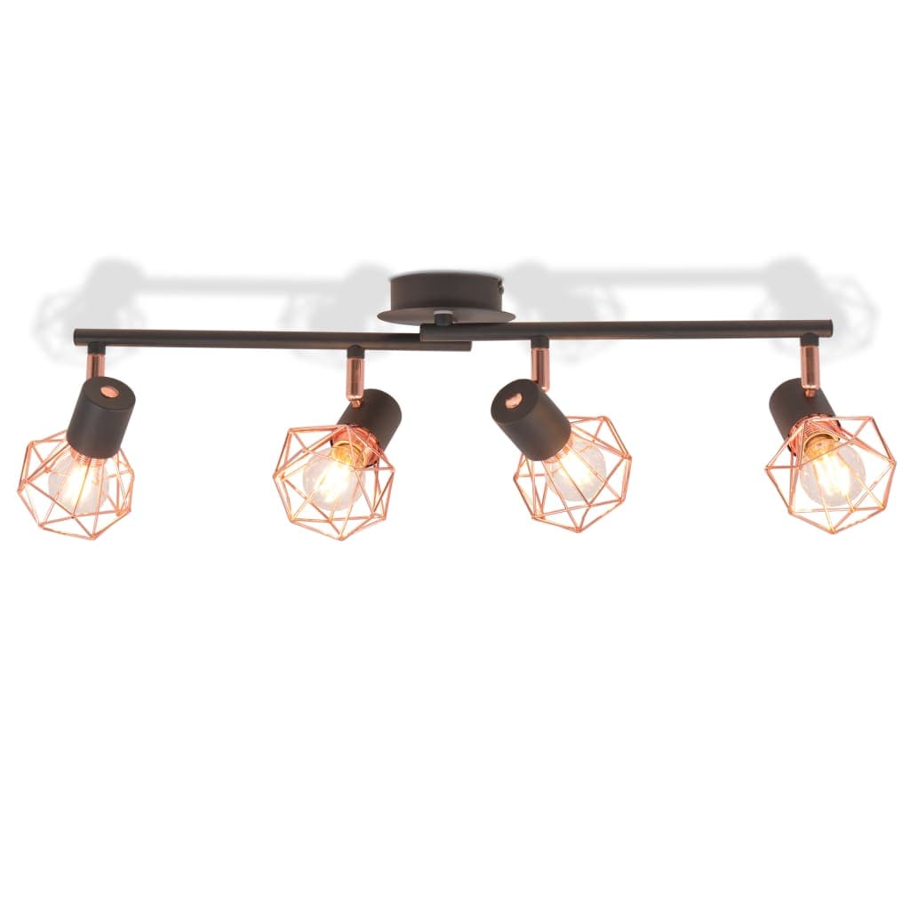 Luci Lampada Plafoniera con 4 Faretti Vintage E14 Nera e Rame in Faretti da soffitto Esplodia - Napoli, commercioVirtuoso.it