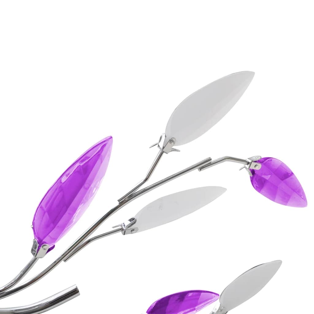 Lampada Lampadario da Soffitto Bianco e Viola in Cristalli e Foglie Acrilici 5 E14 in Plafoniere Esplodia - Napoli, commercioVirtuoso.it