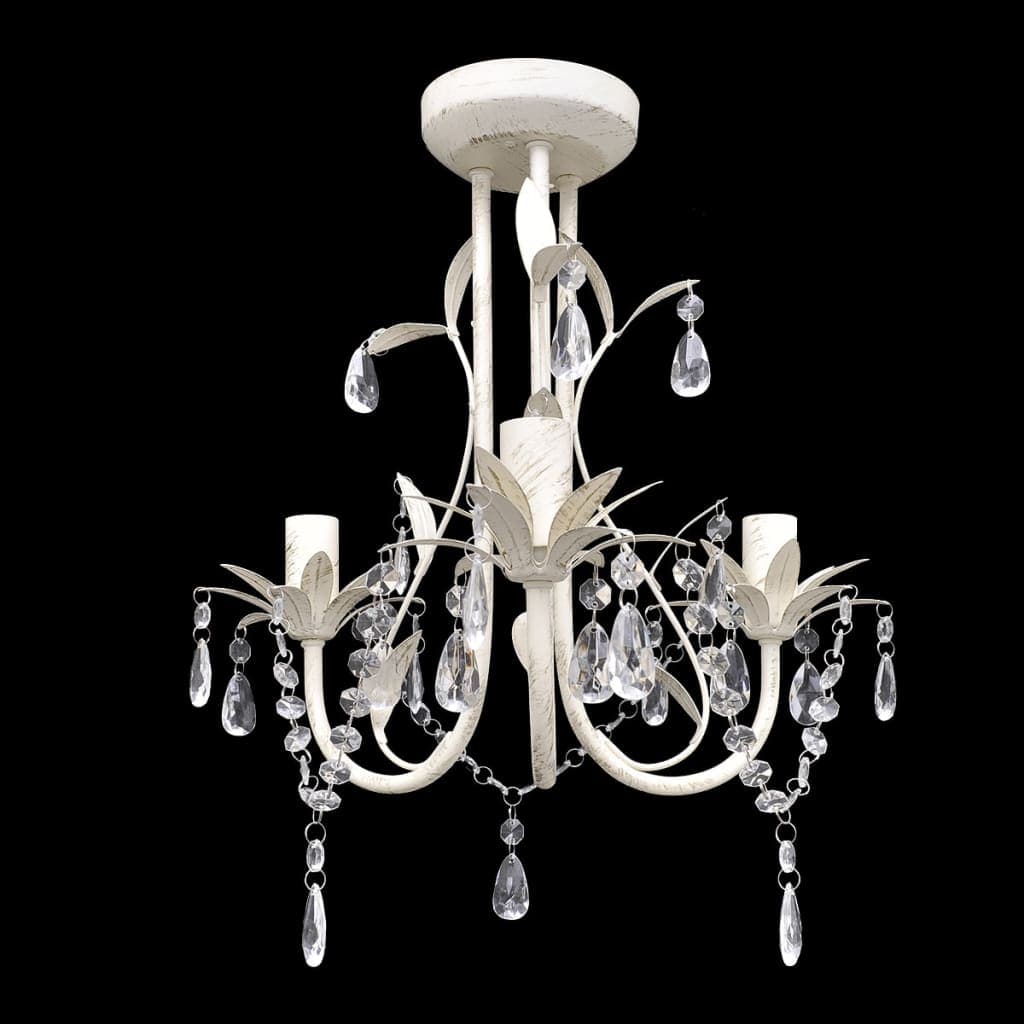 4 Pezzi Lampadario  con Pendenti in Cristallo Bianco Anticato Elegante in Lampadari Esplodia - Napoli, commercioVirtuoso.it