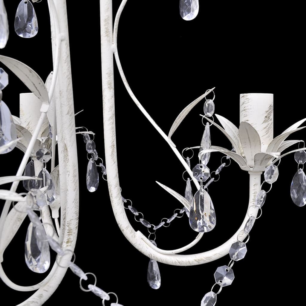 4 Pezzi Lampadario  con Pendenti in Cristallo Bianco Anticato Elegante in Lampadari Esplodia - Napoli, commercioVirtuoso.it