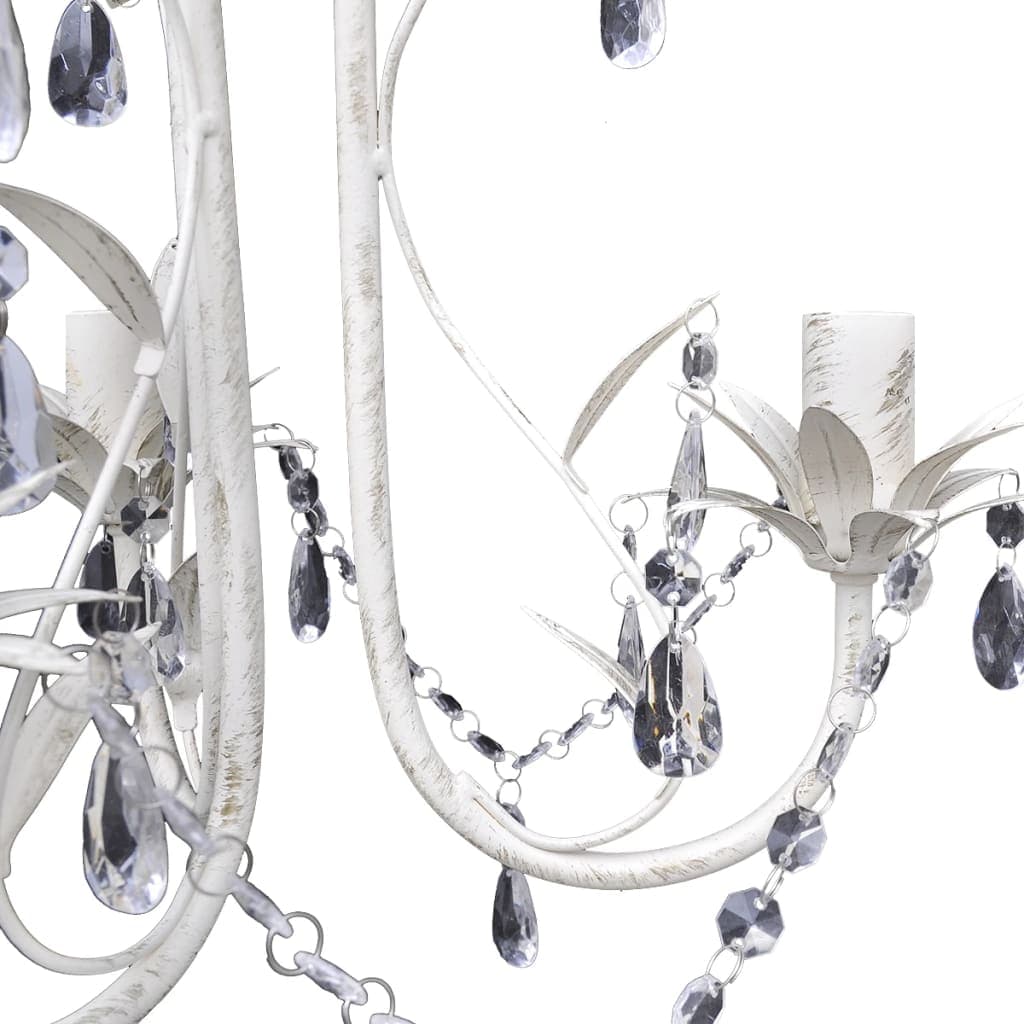 4 Pezzi Lampadario  con Pendenti in Cristallo Bianco Anticato Elegante in Lampadari Esplodia - Napoli, commercioVirtuoso.it