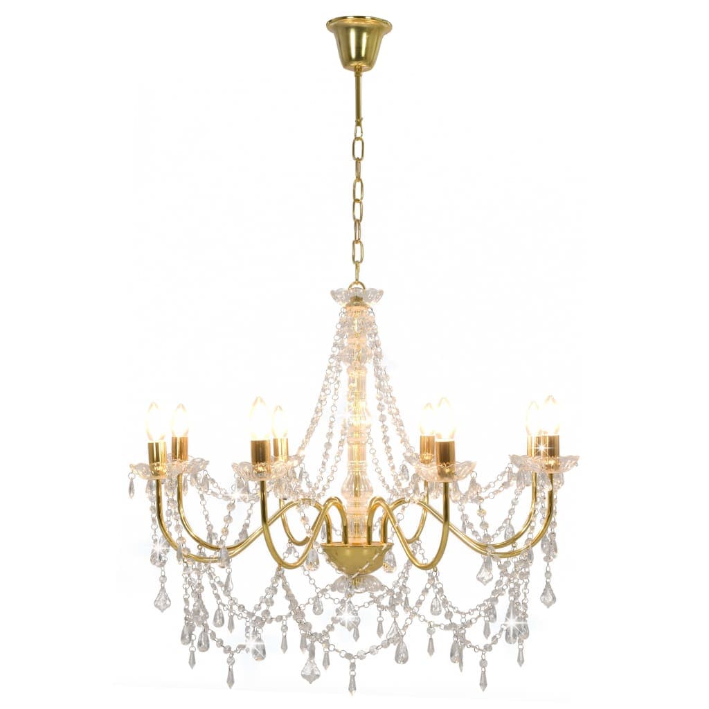 Lampadario a Sospensione con Perline Dorato 8 Lampadine E14 in Lampade a sospensione Esplodia - Napoli, commercioVirtuoso.it