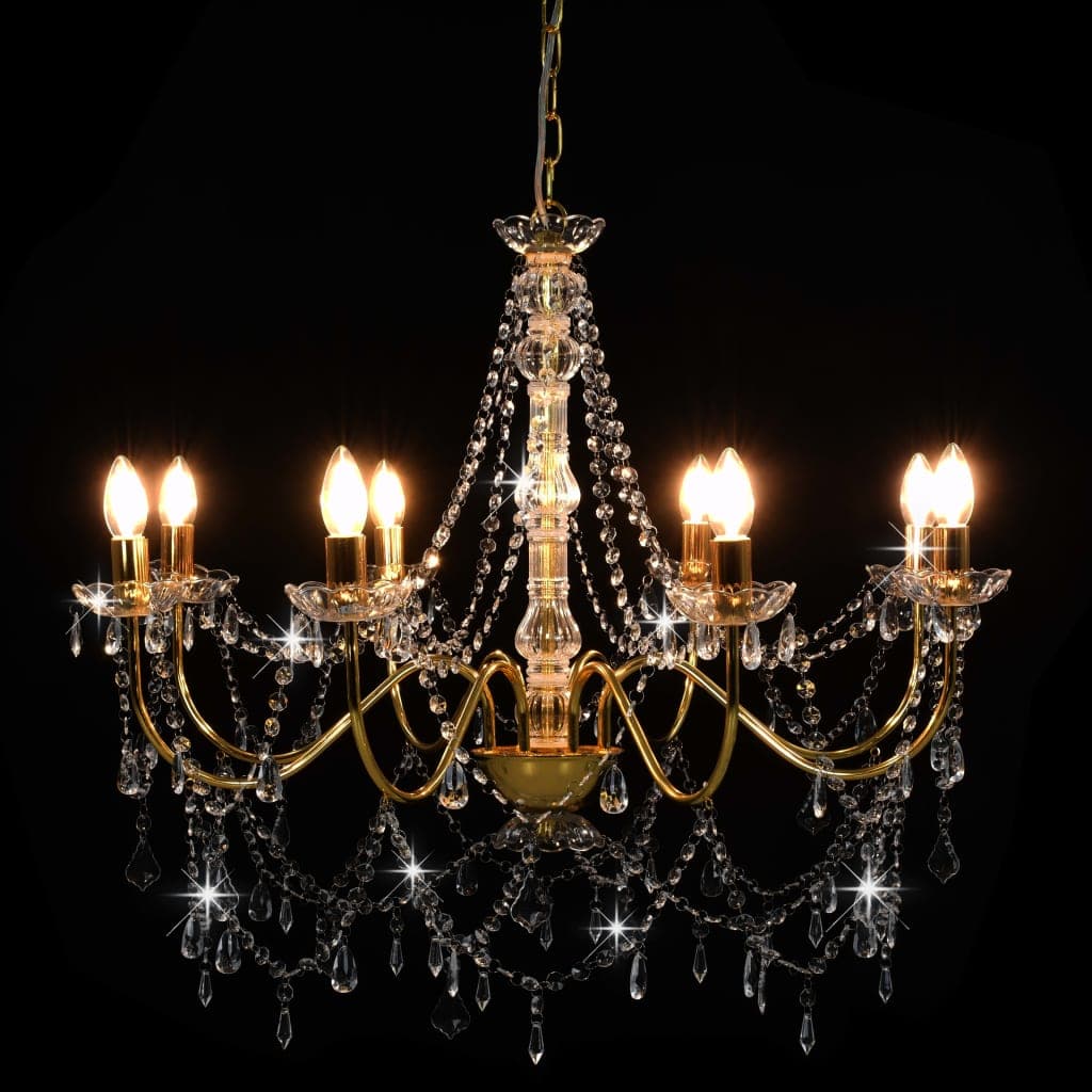Lampadario a Sospensione con Perline Dorato 8 Lampadine E14 in Lampade a sospensione Esplodia - Napoli, commercioVirtuoso.it