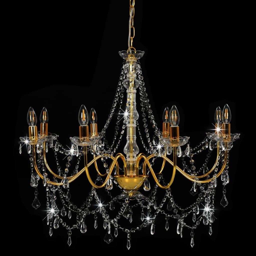 Lampadario a Sospensione con Perline Dorato 8 Lampadine E14 in Lampade a sospensione Esplodia - Napoli, commercioVirtuoso.it