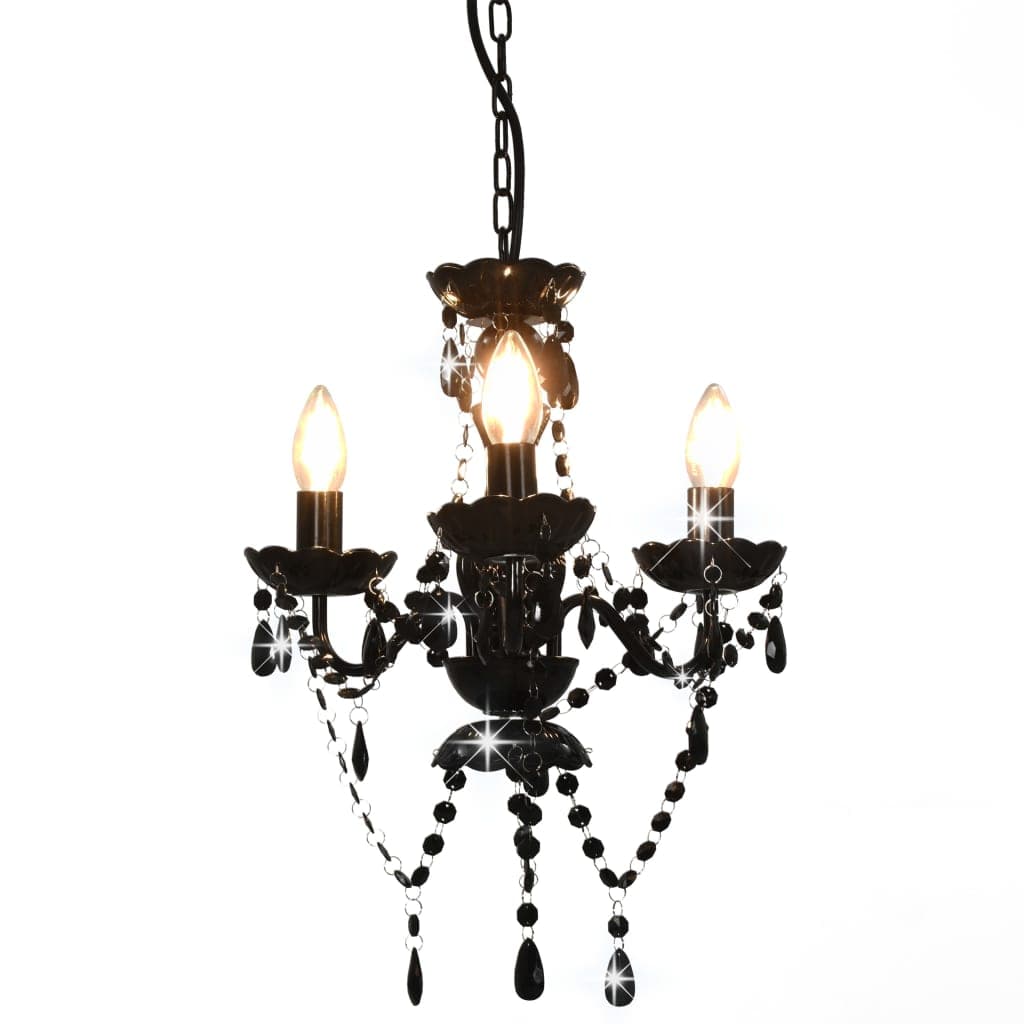 Lampadario da Interno con Perline Nero Tondo 3 Attacco E14