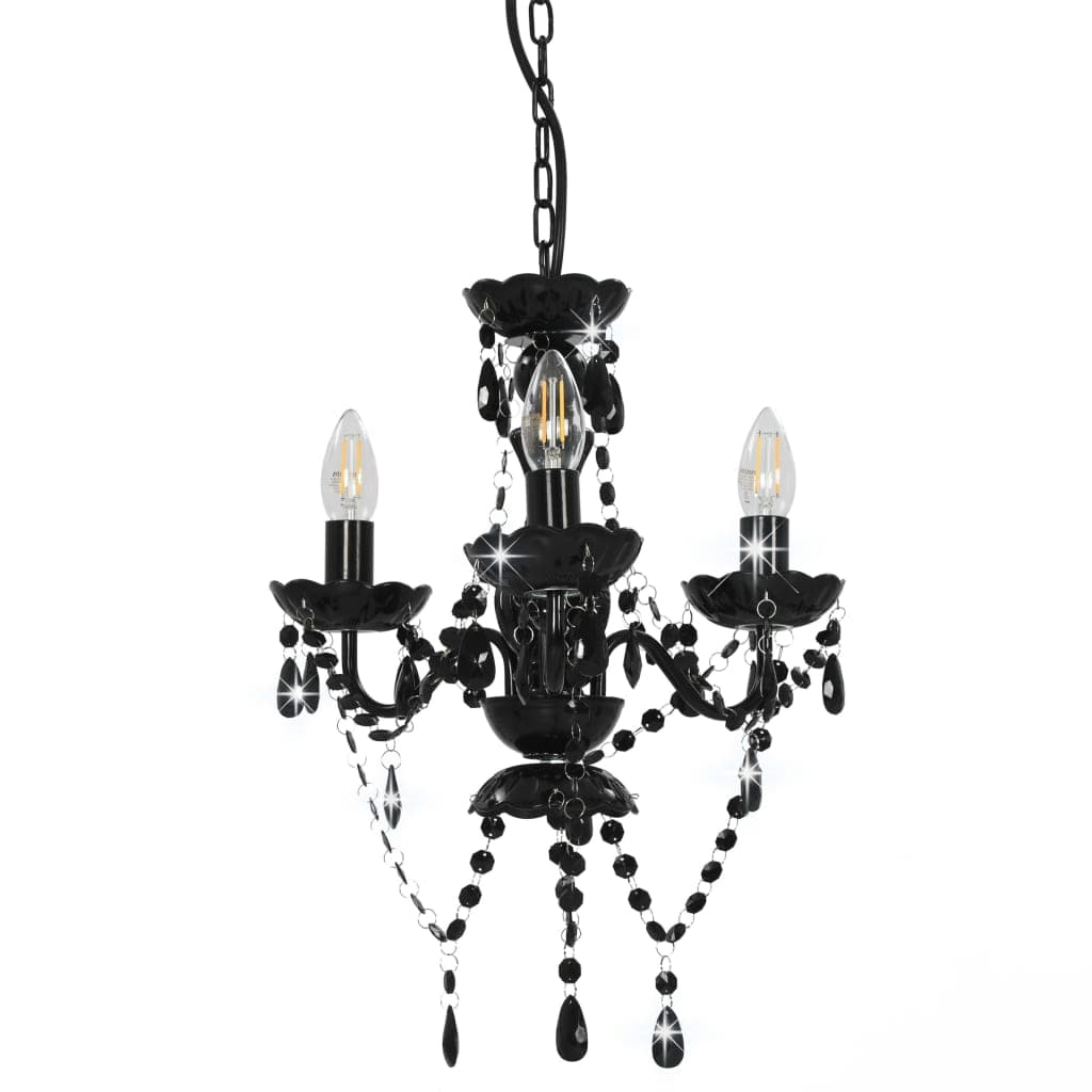 Lampadario da Interno con Perline Nero Tondo 3 Attacco E14 in Lampadari Esplodia - Napoli, commercioVirtuoso.it