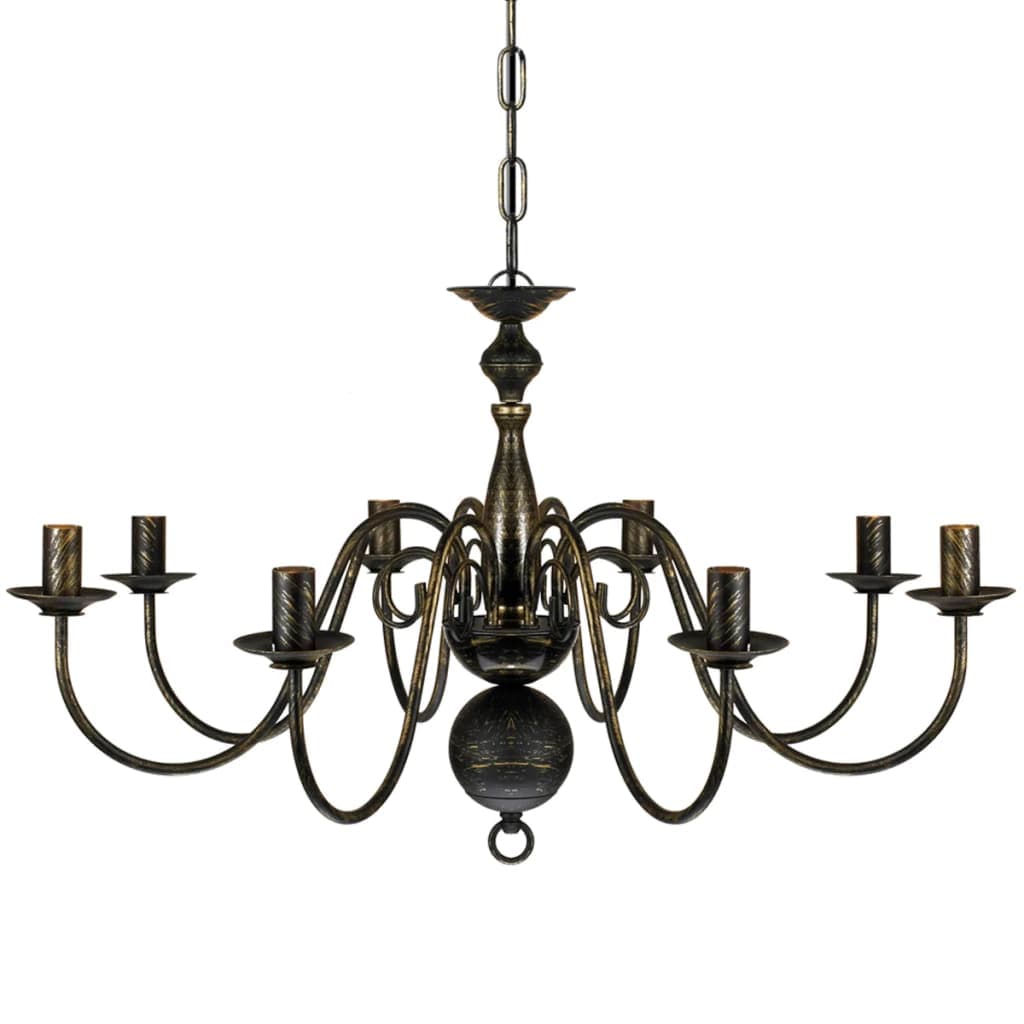 Lampadario a Soffitto Stile Antico Metallo Nero Lampadine 8 x E14 in Lampadari Esplodia - Napoli, commercioVirtuoso.it