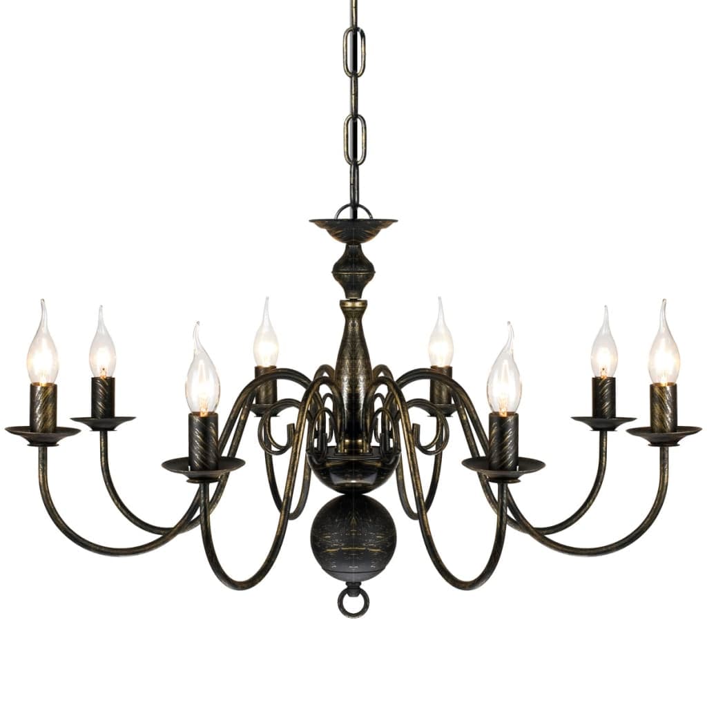 Lampadario a Soffitto Stile Antico Metallo Nero Lampadine 8 x E14 in Lampadari Esplodia - Napoli, commercioVirtuoso.it