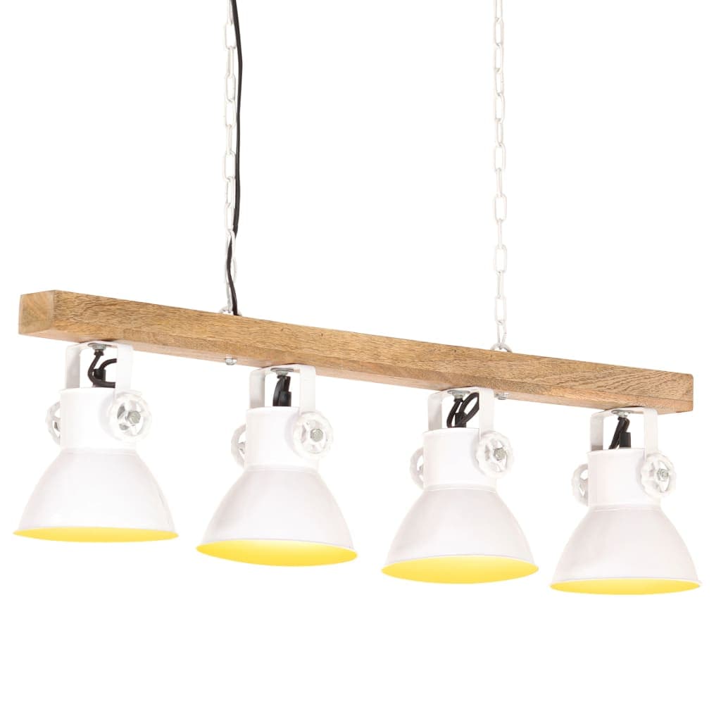 Lampada a Soffitto Sospensione Industriale Bianca E27 Legno di Mango in Lampade a sospensione Esplodia - Napoli, commercioVirtuoso.it