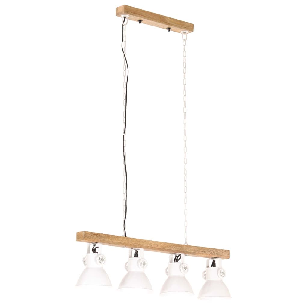 Lampada a Soffitto Sospensione Industriale Bianca E27 Legno di Mango in Lampade a sospensione Esplodia - Napoli, commercioVirtuoso.it