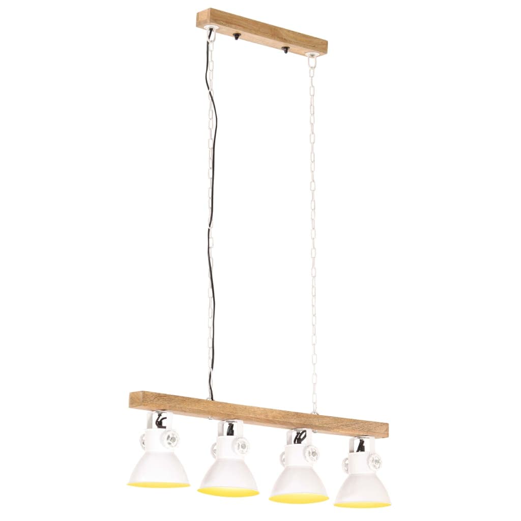 Lampada a Soffitto Sospensione Industriale Bianca E27 Legno di Mango in Lampade a sospensione Esplodia - Napoli, commercioVirtuoso.it
