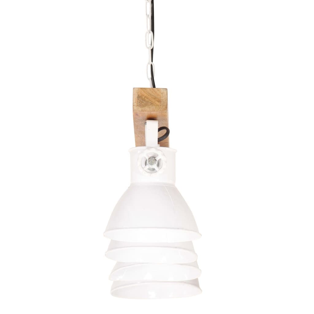 Lampada a Soffitto Sospensione Industriale Bianca E27 Legno di Mango in Lampade a sospensione Esplodia - Napoli, commercioVirtuoso.it