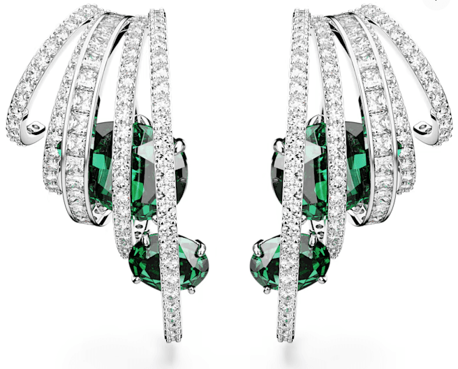 Swarovski - Orecchino ear cuff Hyperbola Zirconia , Taglio misto, Verde, Placcato rodio in Orecchini Alba Gioielli - Casoria, commercioVirtuoso.it