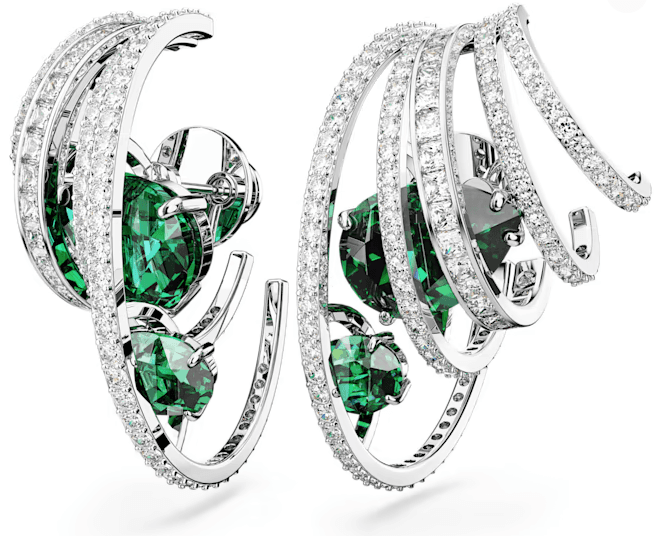 Swarovski - Orecchino ear cuff Hyperbola Zirconia , Taglio misto, Verde, Placcato rodio in Orecchini Alba Gioielli - Casoria, commercioVirtuoso.it