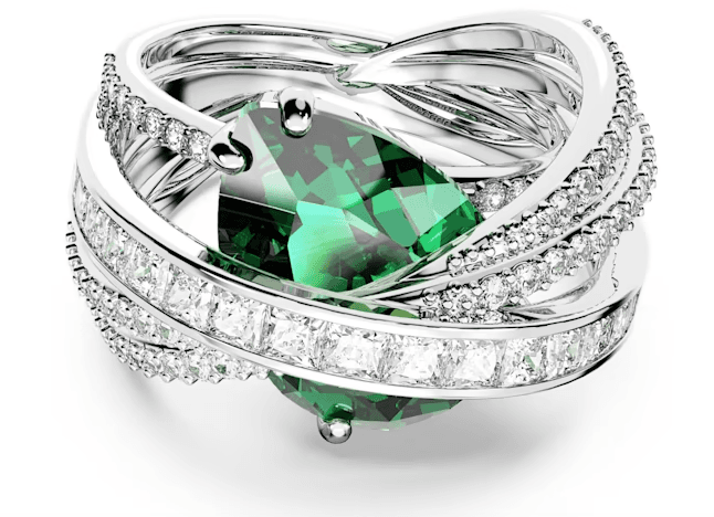 Swarovski - Anello cocktail Hyperbola Zirconia , Taglio misto, A quattro fasce, Verde, Placcato rodio in Anelli Alba Gioielli - Casoria, commercioVirtuoso.it