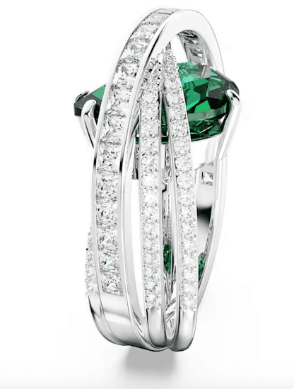 Swarovski - Anello cocktail Hyperbola Zirconia , Taglio misto, A quattro fasce, Verde, Placcato rodio in Anelli Alba Gioielli - Casoria, commercioVirtuoso.it
