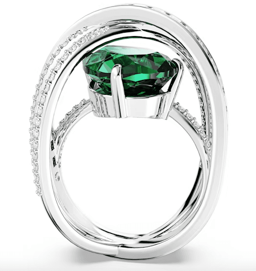 Swarovski - Anello cocktail Hyperbola Zirconia , Taglio misto, A quattro fasce, Verde, Placcato rodio in Anelli Alba Gioielli - Casoria, commercioVirtuoso.it