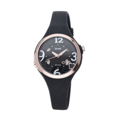 STROILI - Orologio las vegas cinturino nero in policarbonato, ghiera e dettagli oro