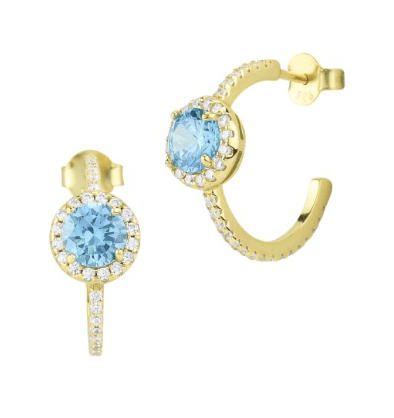 Boccadamo - Orecchini oro giallo a cerchio con cristallo acquamarina e zirconi in Orecchini Alba Gioielli - Casoria, commercioVirtuoso.it