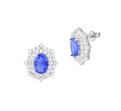Boccadamo -  Orecchini a lobo con cristallo tanzanite e corona di zirconi in Orecchini Alba Gioielli - Casoria, commercioVirtuoso.it