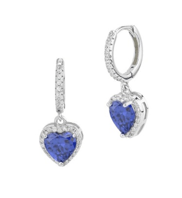 Boccadamo  -  Orecchini a cerchio con cuore pendente di cristallo tanzanite e zirconi