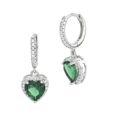 Boccadamo - Orecchini a cerchio con cuore pendente di cristallo verde e zirconi in Orecchini Alba Gioielli - Casoria, commercioVirtuoso.it