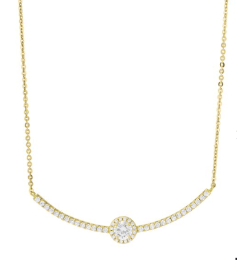 Boccadamo - Collana oro giallo con cristallo pendente circolare bianco, con zirconi